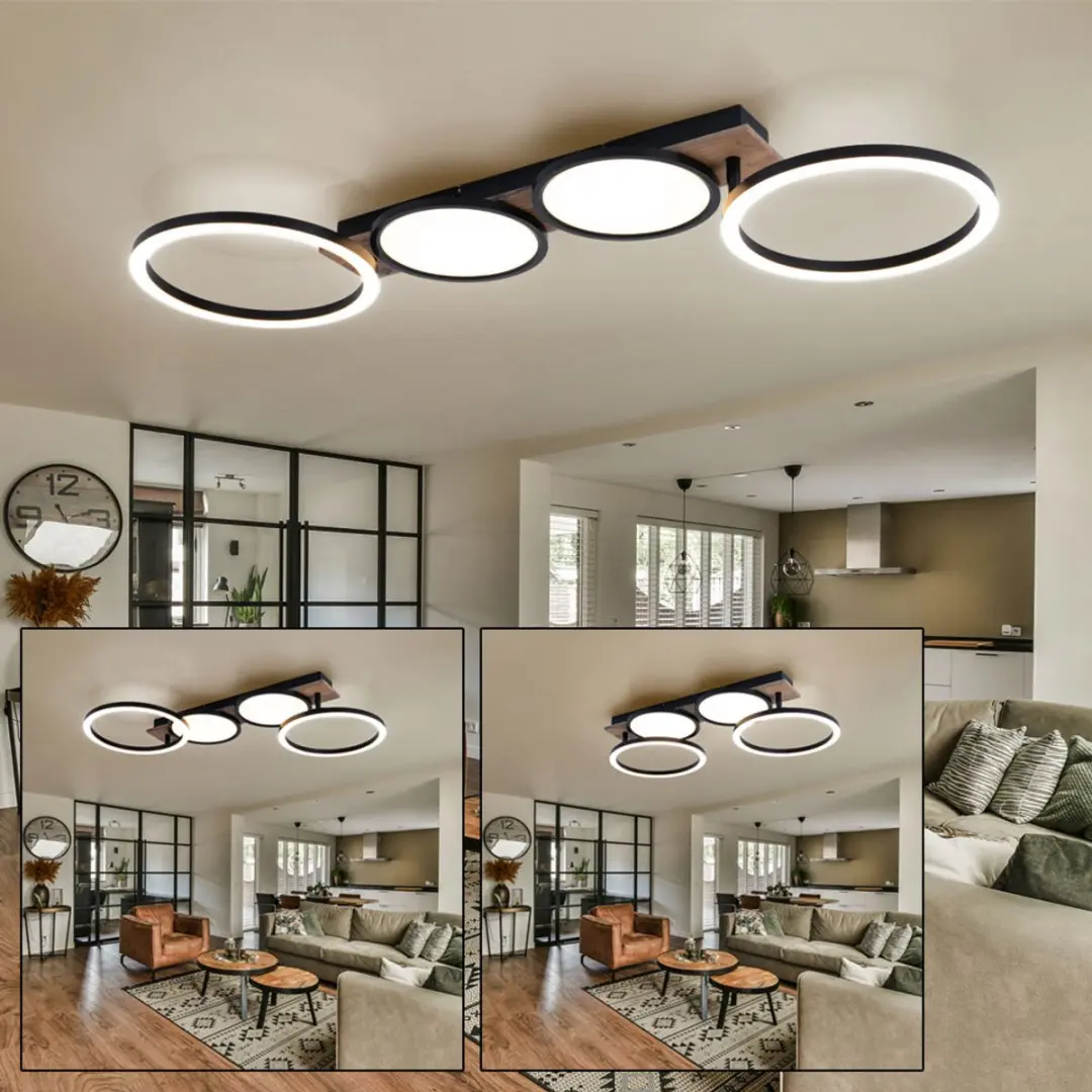Globo LED Plafondlamp Houtlook 38W - 2300lm Warm Wit