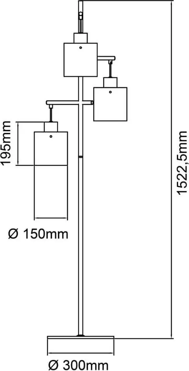 Brilliant Simonis Vloerlamp 3x A60 E27 52W - Zwart/Gerookt Glas