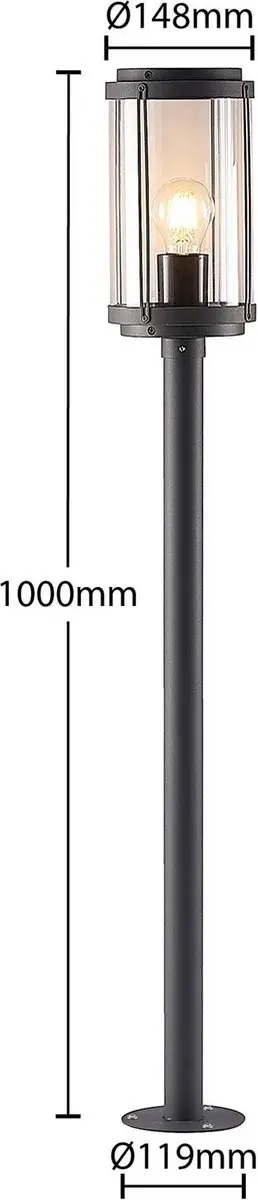 Lindby Tuinpadverlichting 15W E27 - 100cm - Donkergrijs