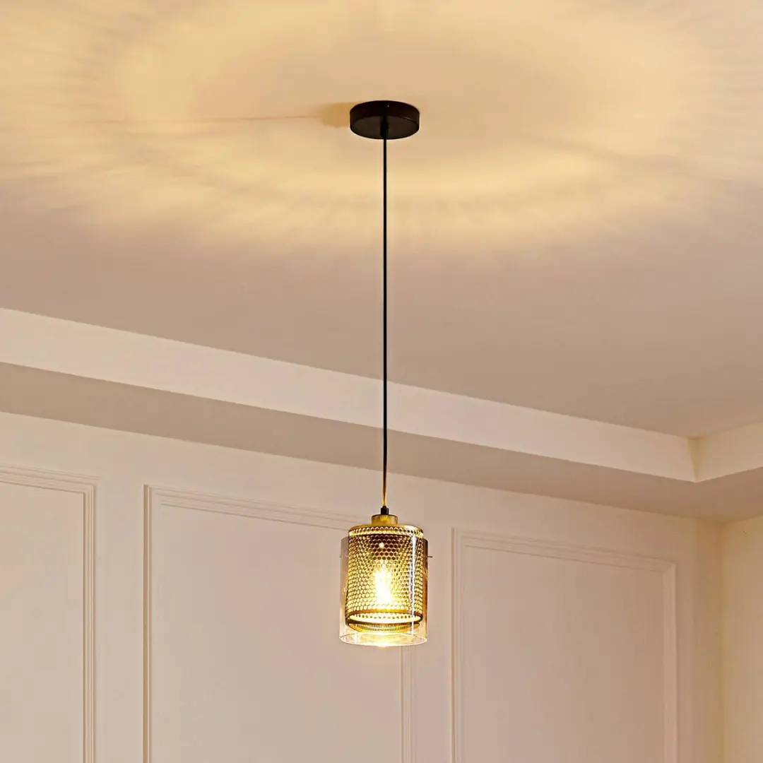 Lucande Hanglamp 1 Licht Glas - Antraciet/Goud