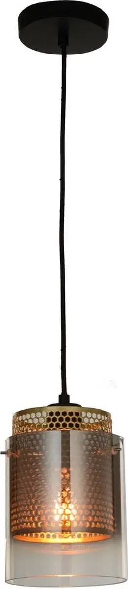 Lucande Hanglamp 1 Licht Glas - Antraciet/Goud