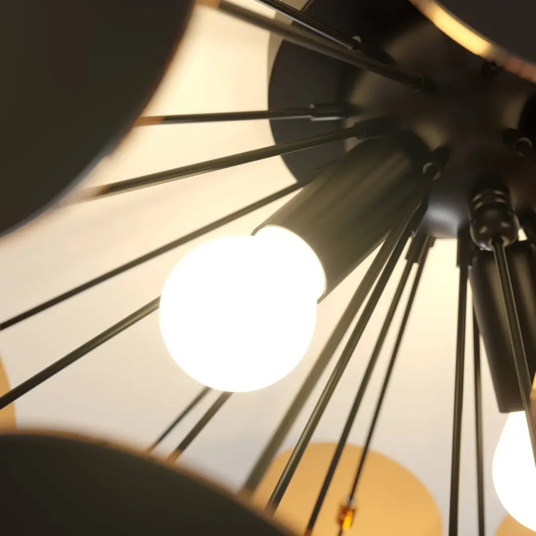 Lindby Cechio+ Plafondlamp 3-lichts - Ø54cm - Zwart/Goud