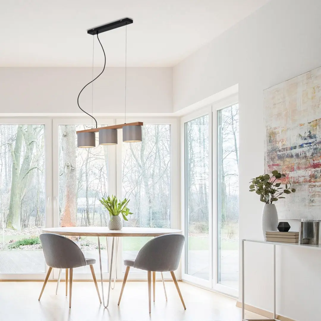 Briloner Wood & Style Hanglamp 4-Lichts - Grijs