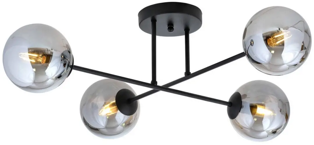 Euluna Plafondlamp 4-Lichts - Staal/Glas - Zwart Grafiet