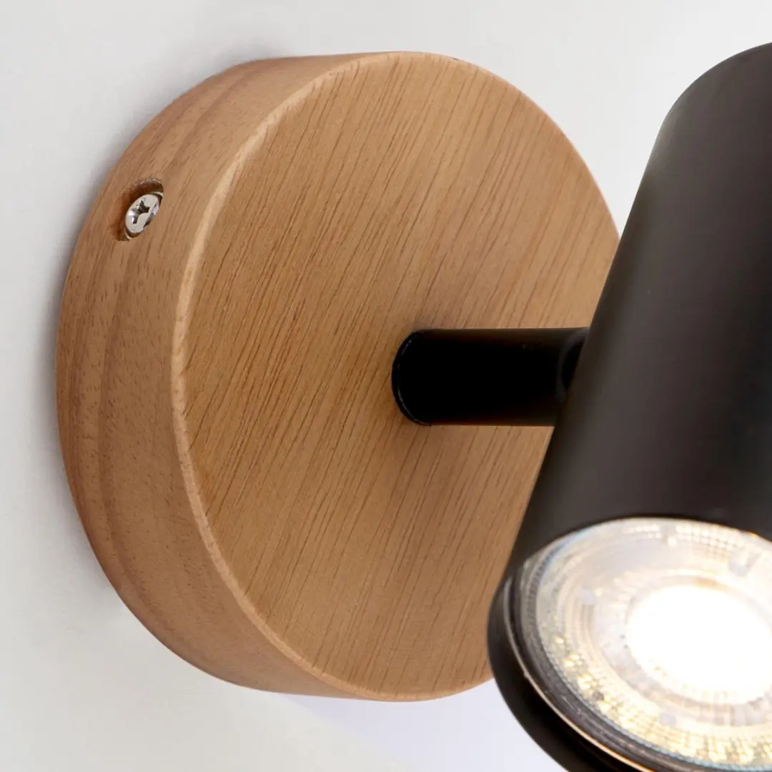 Briloner WOOD & STYLE Wandlamp GU10 - 4 Spots - Hout/Metal - Zwart