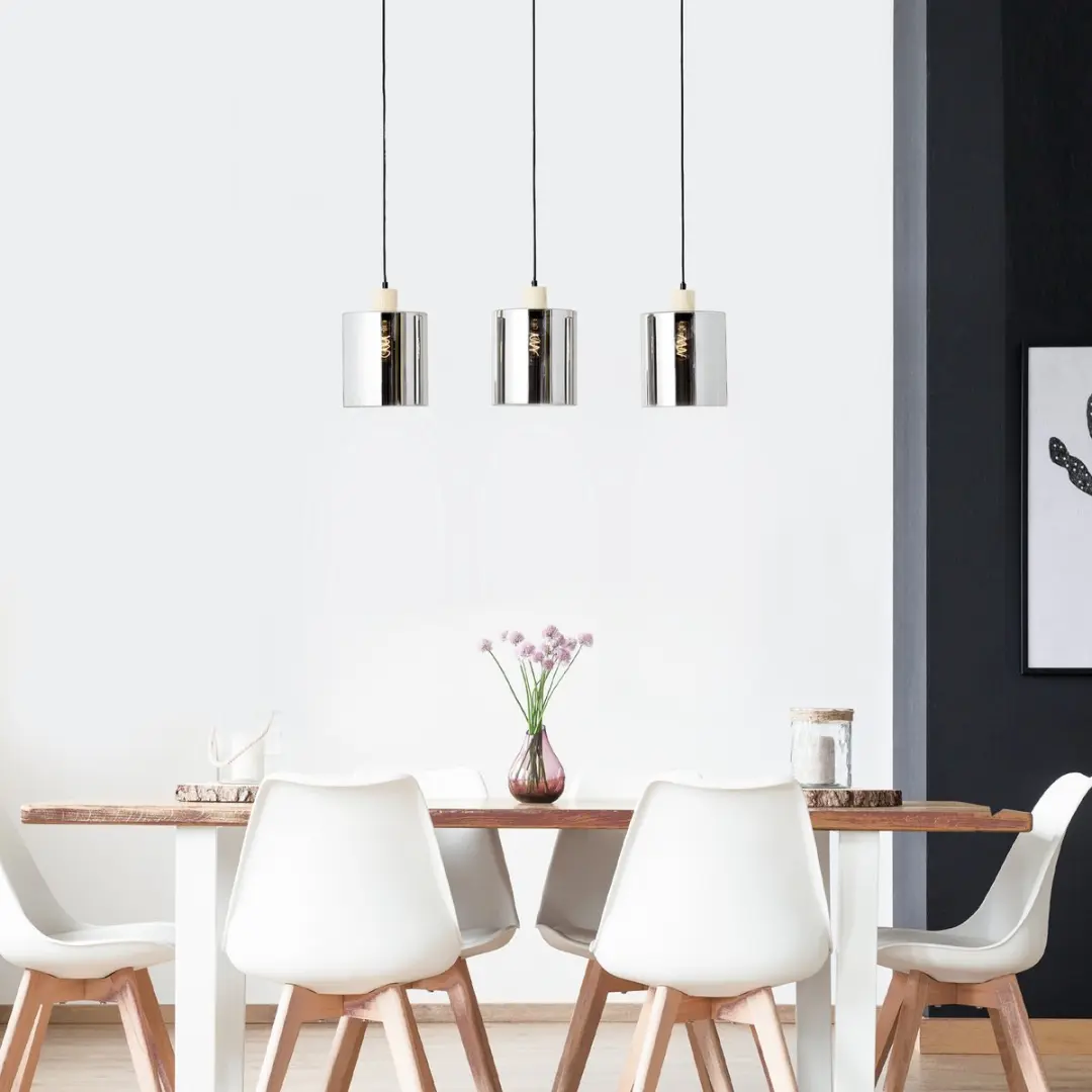 Brilliant Weald 3-vlams Hanglamp - 3x A60 E27 40W - Zwart/Rook/Hout - afbeelding 6 van 6