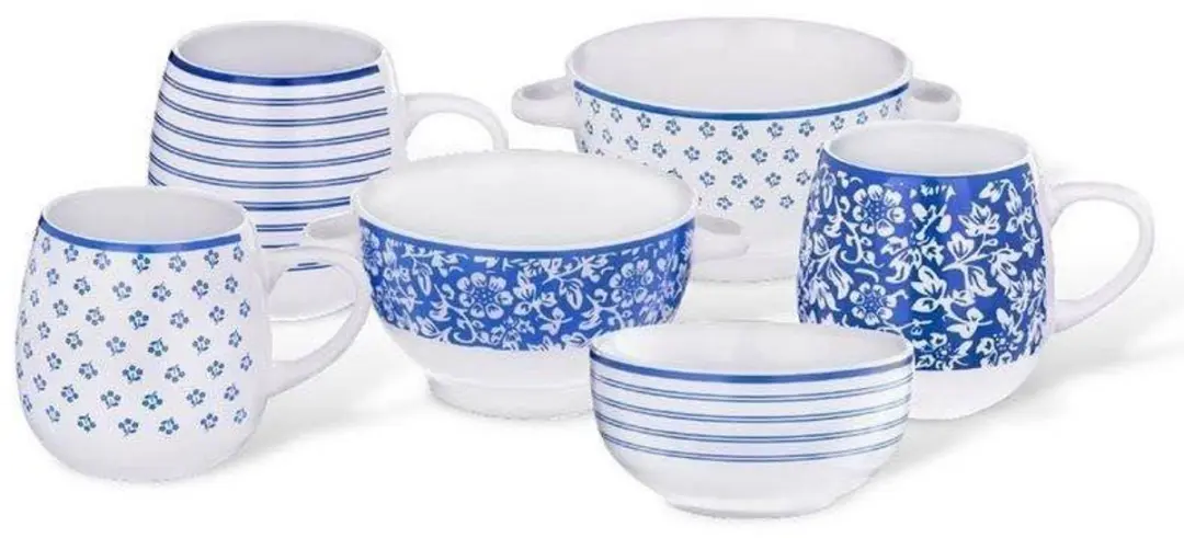 Orion Keramische Bulionkom 750ml - 14cm - Wit/Blauw