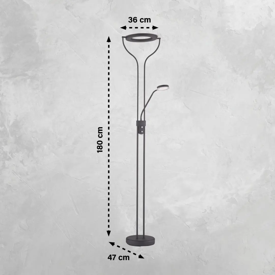 Fischer & Honsel Fluter Davos Vloerlamp - 36,5W - Zwart