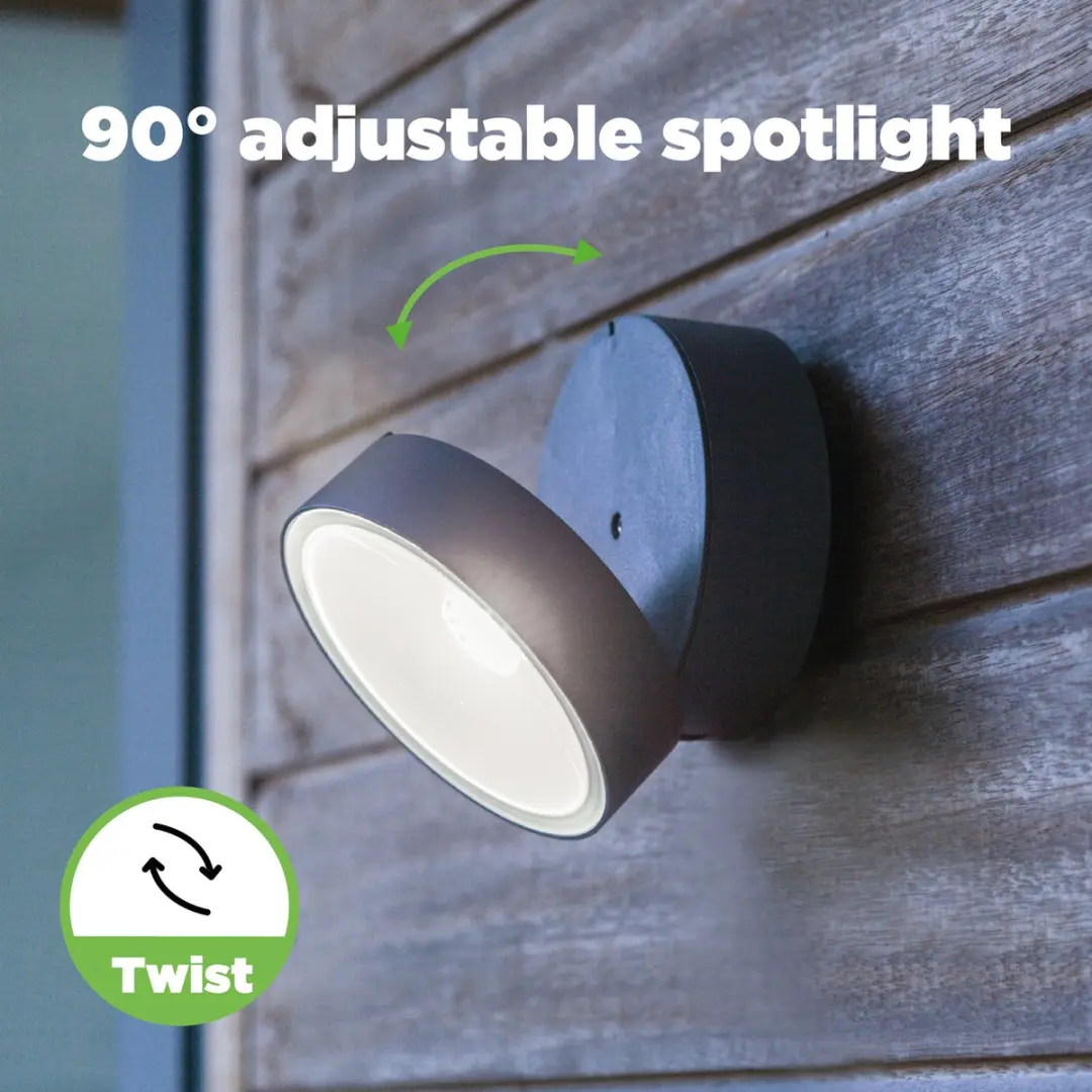 LUTEC Trumpet LED Wandlamp Buiten - 600 Lm - 4000K - Donkergrijs