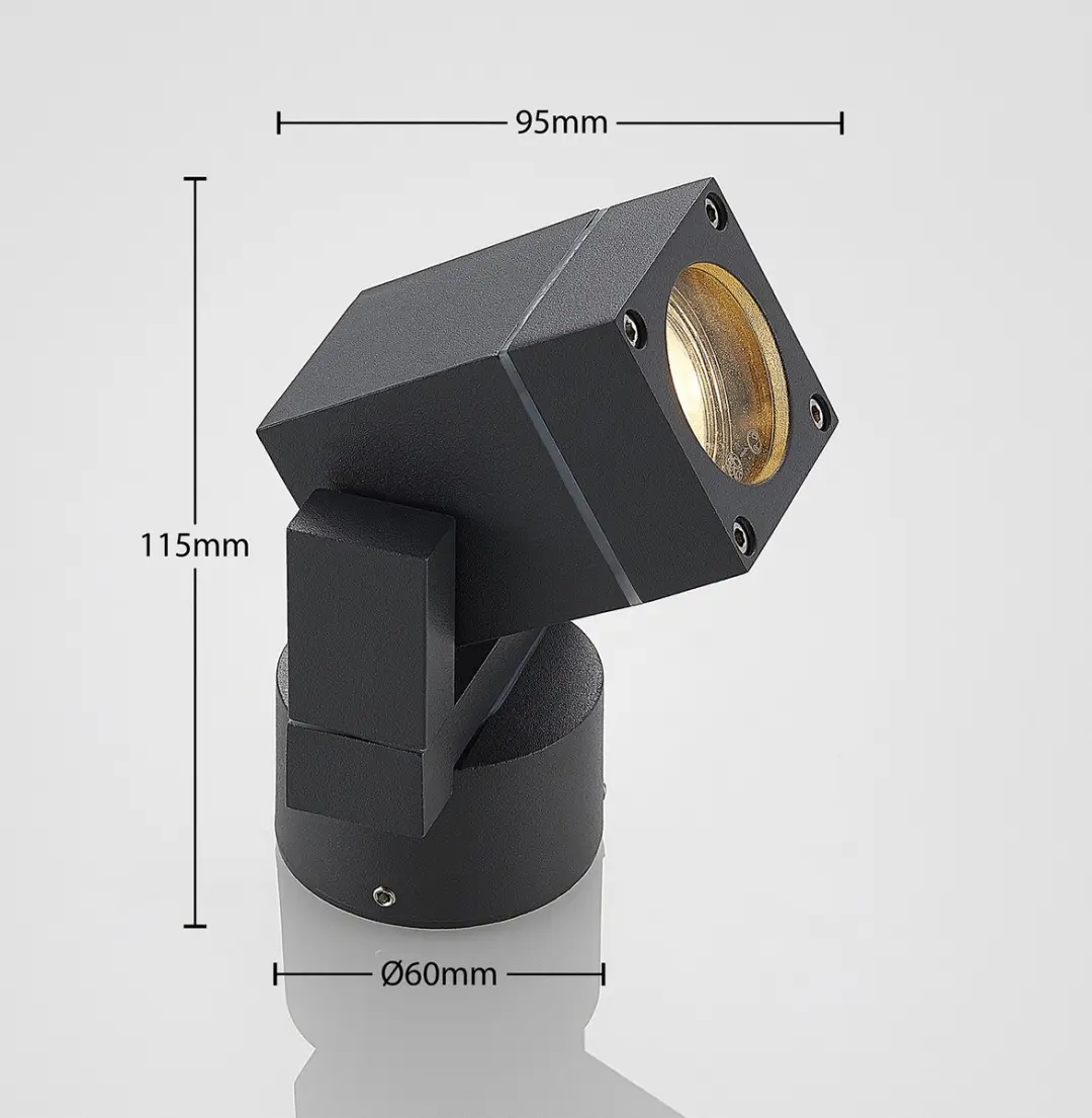 Lucande Buitenlamp 1 Lichtpunt GU10 6W - Antraciet - afbeelding 6 van 6