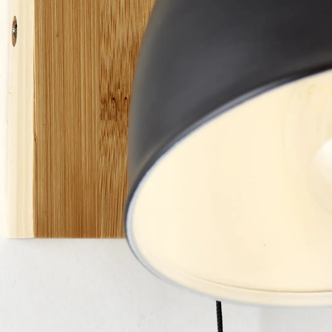 Brilliant Celia Wandlamp E14 28W - Mat zwart/bamboe