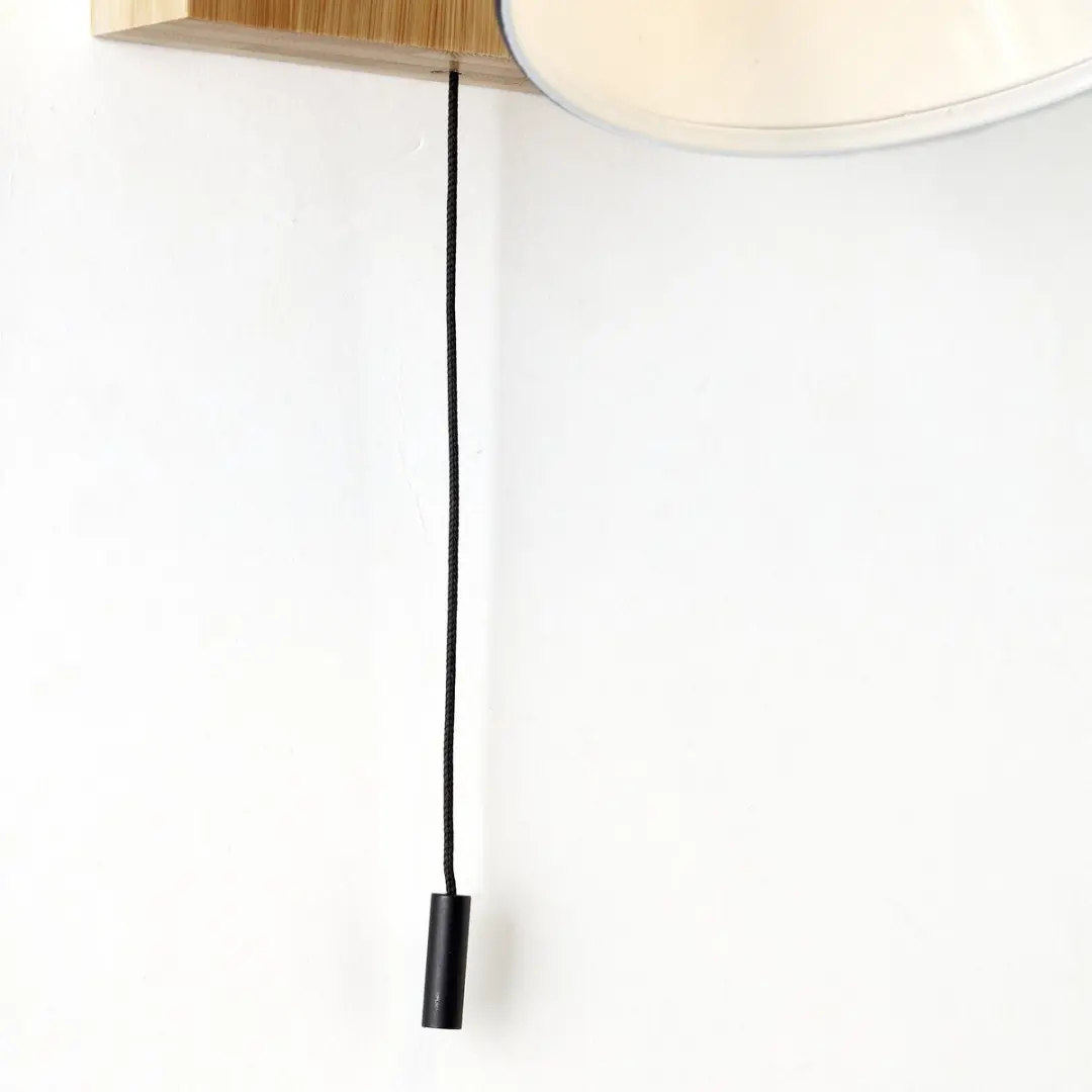 Brilliant Celia Wandlamp E14 28W - Mat zwart/bamboe