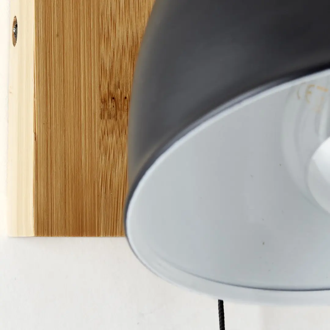 Brilliant Celia Wandlamp E14 28W - Mat zwart/bamboe - afbeelding 6 van 6