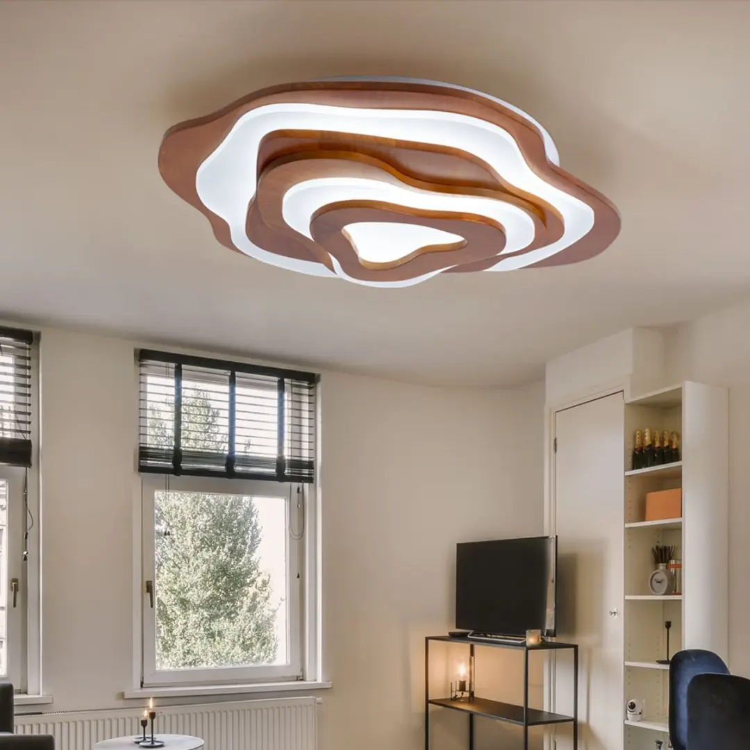 Globo Plafondlamp Hout Bruin Opaal LED 40W 1600lm