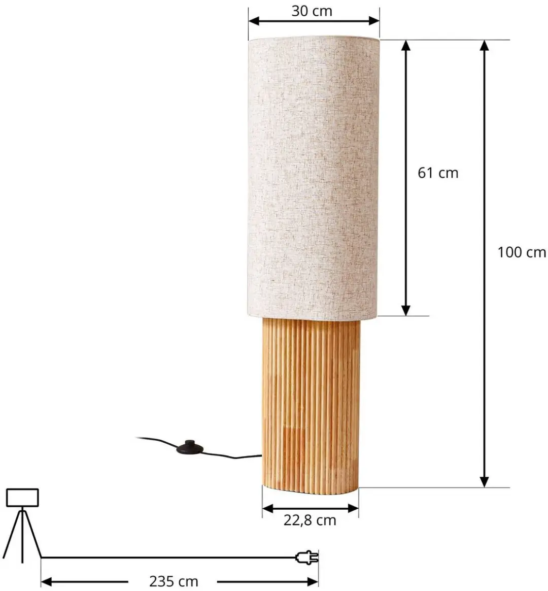 Lindby Vloerlamp Hout 1 Licht E27