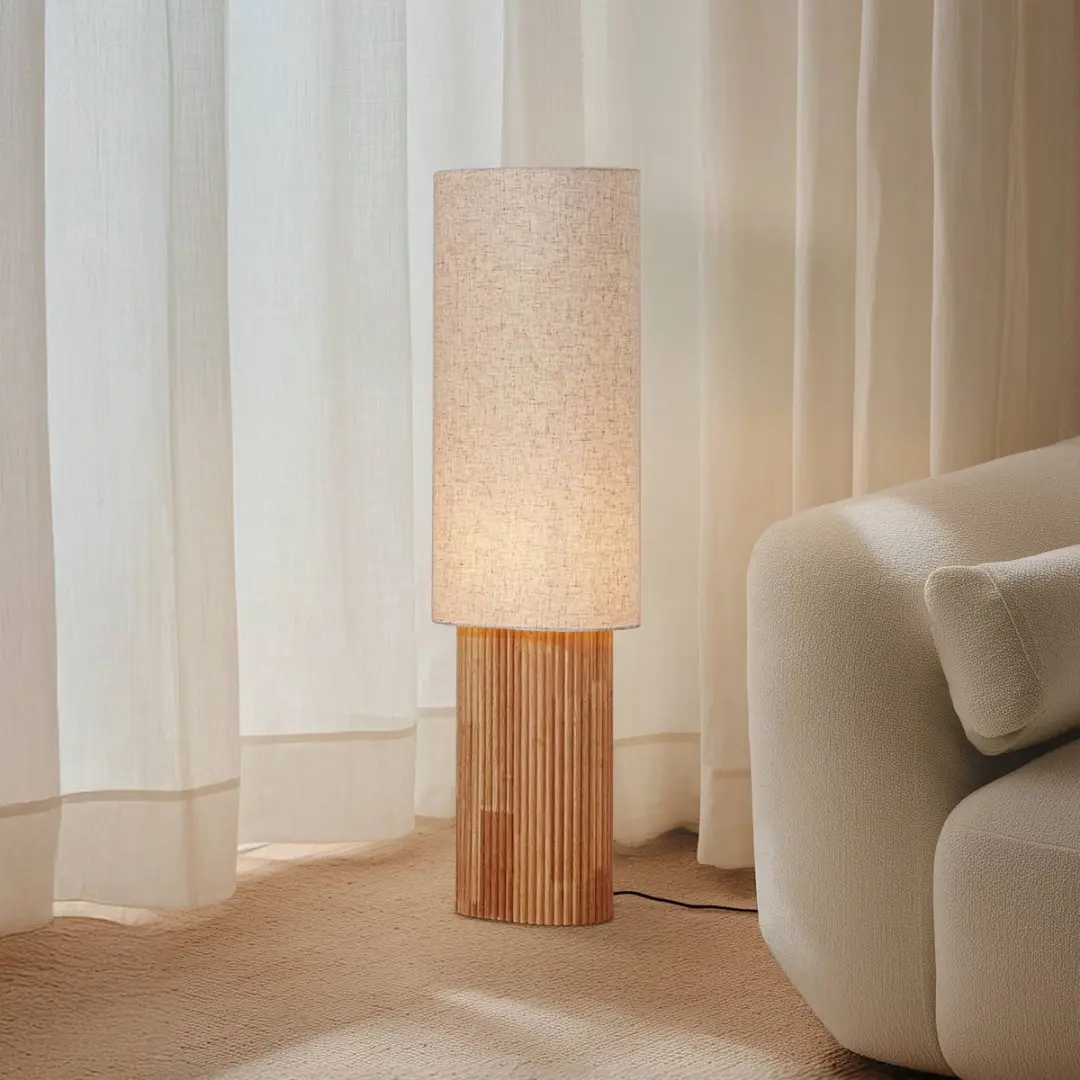 Lindby Vloerlamp Hout 1 Licht E27 - 100cm