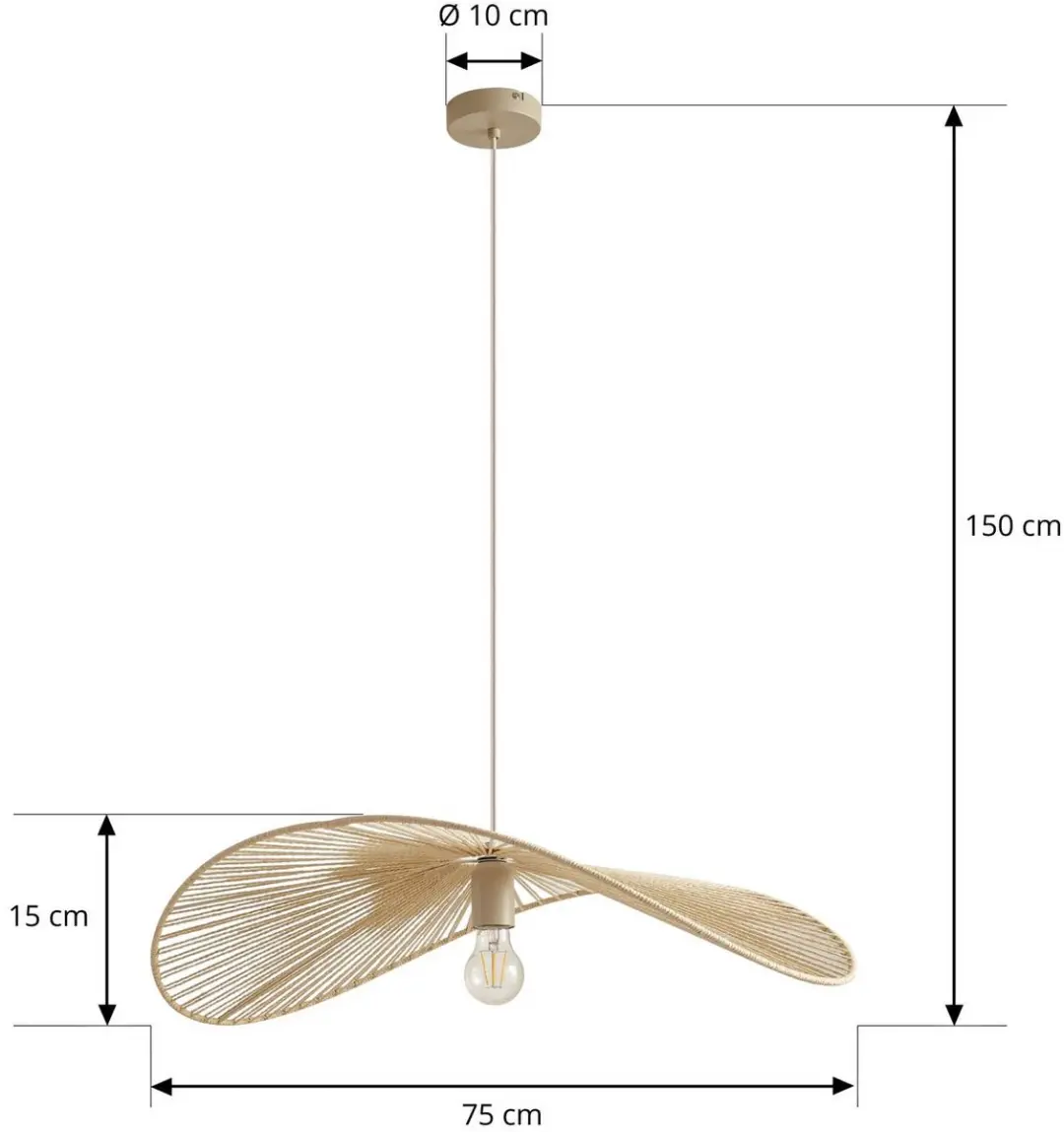 Lindby Hanglamp Papier 1 Licht E27 - 16cm - Beige