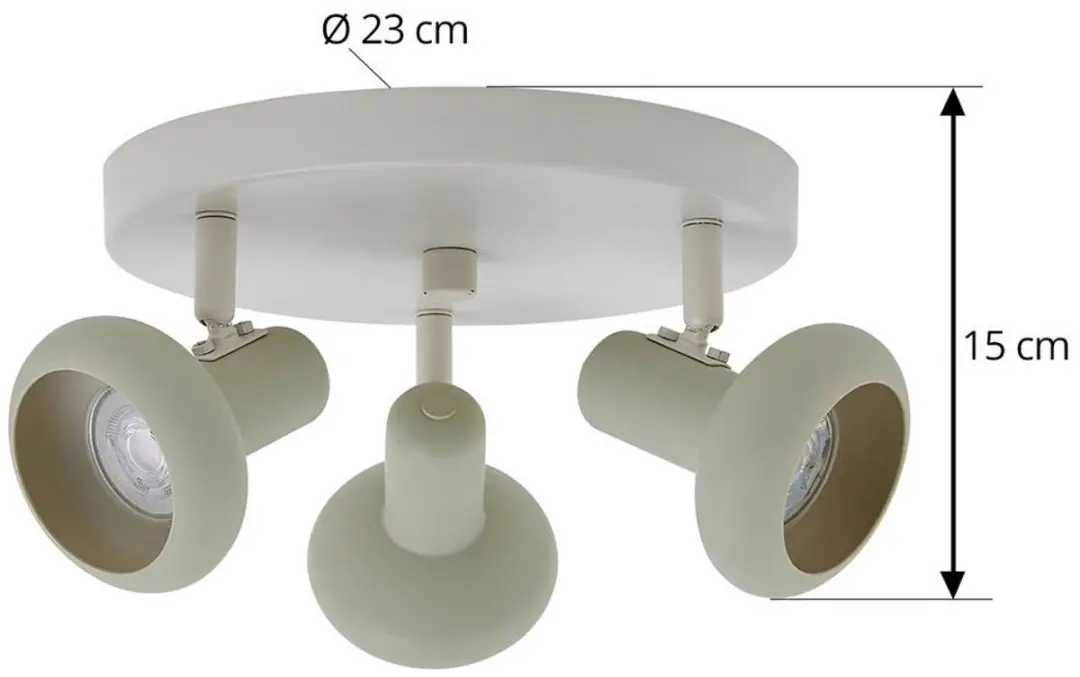 Lindby Buitenspot 3-lichts GU10 - 23cm - Beige/Lichtgroen