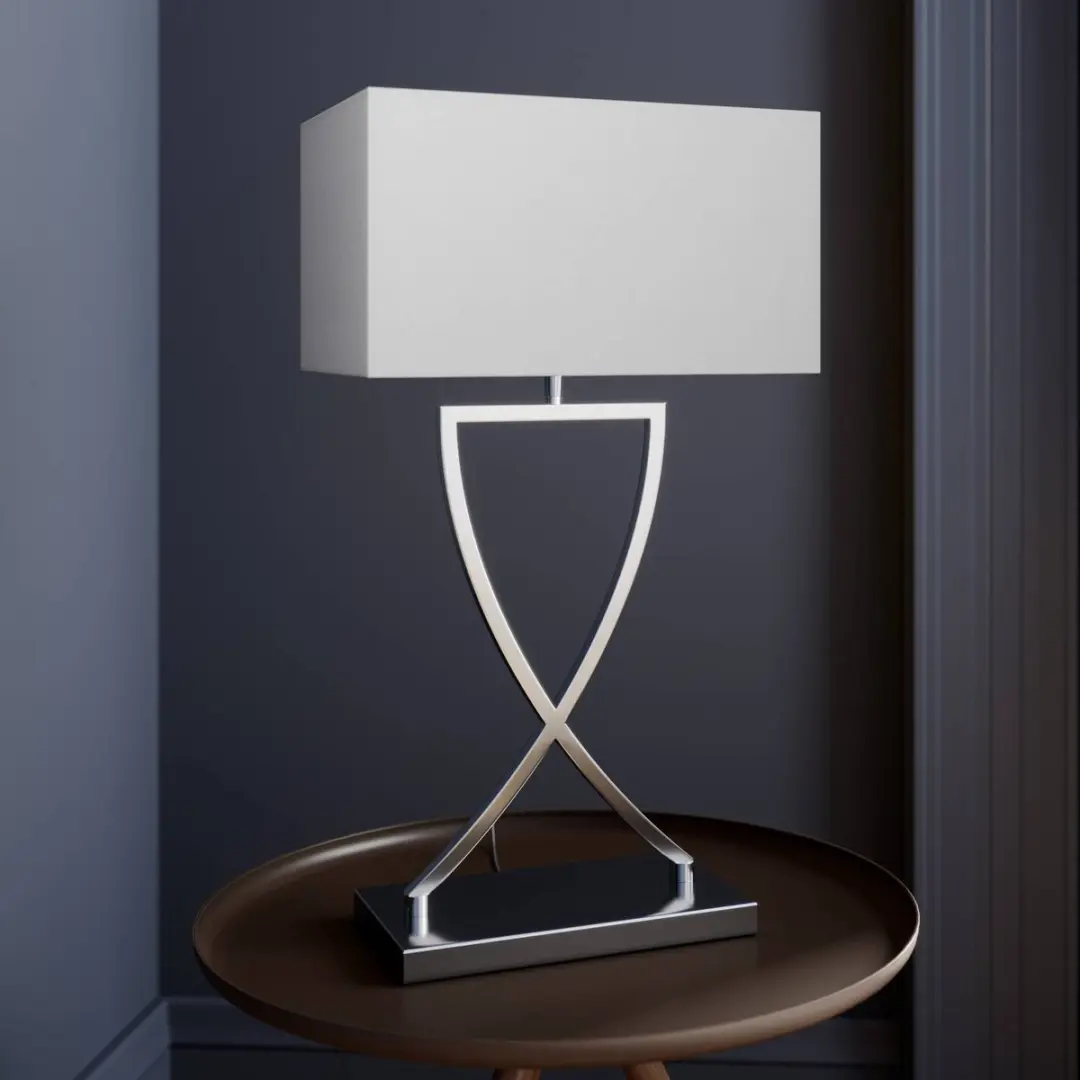 Lucande Tafellamp 1 Licht - 66cm - E27 - Chroom/Wit