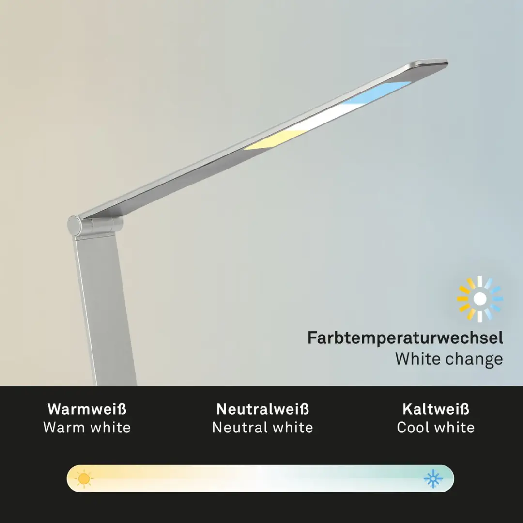 Briloner LED Tafellamp - 12W - Zilver - Verstelbaar & Dimbaar