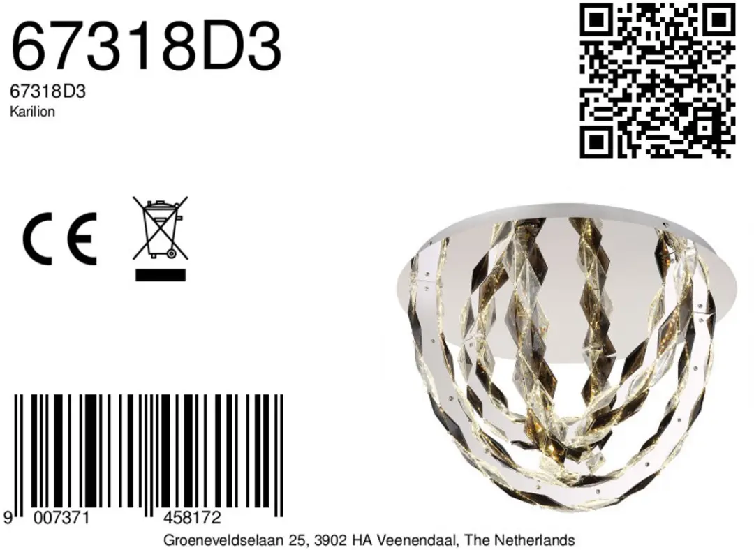 Globo Karilion Plafondlamp Ø60cm - Chroom - LED - afbeelding 6 van 6