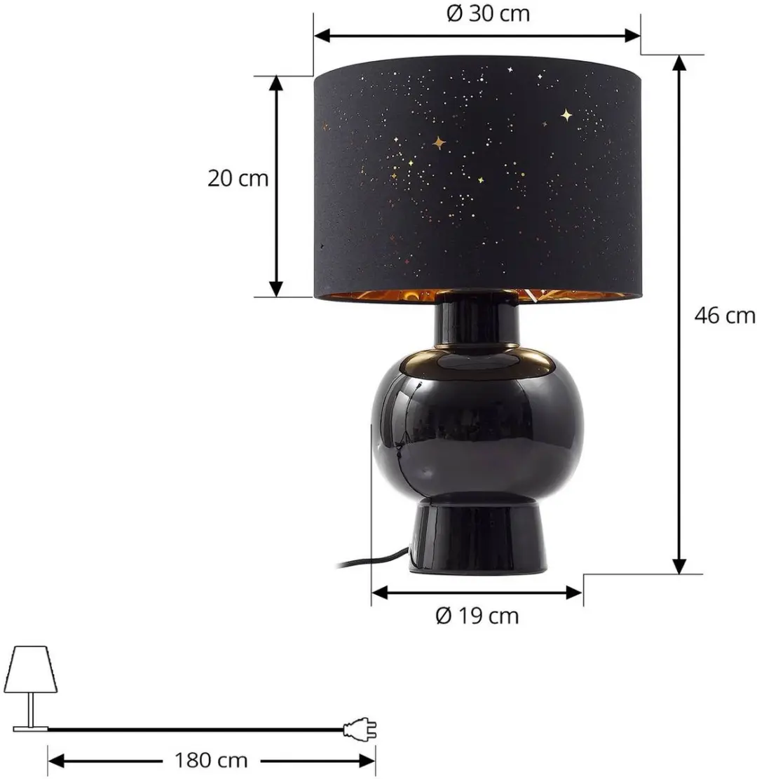 Lindby Tafellamp 1 Licht Textiel/Keramiek - 46cm - E27 - Zwart