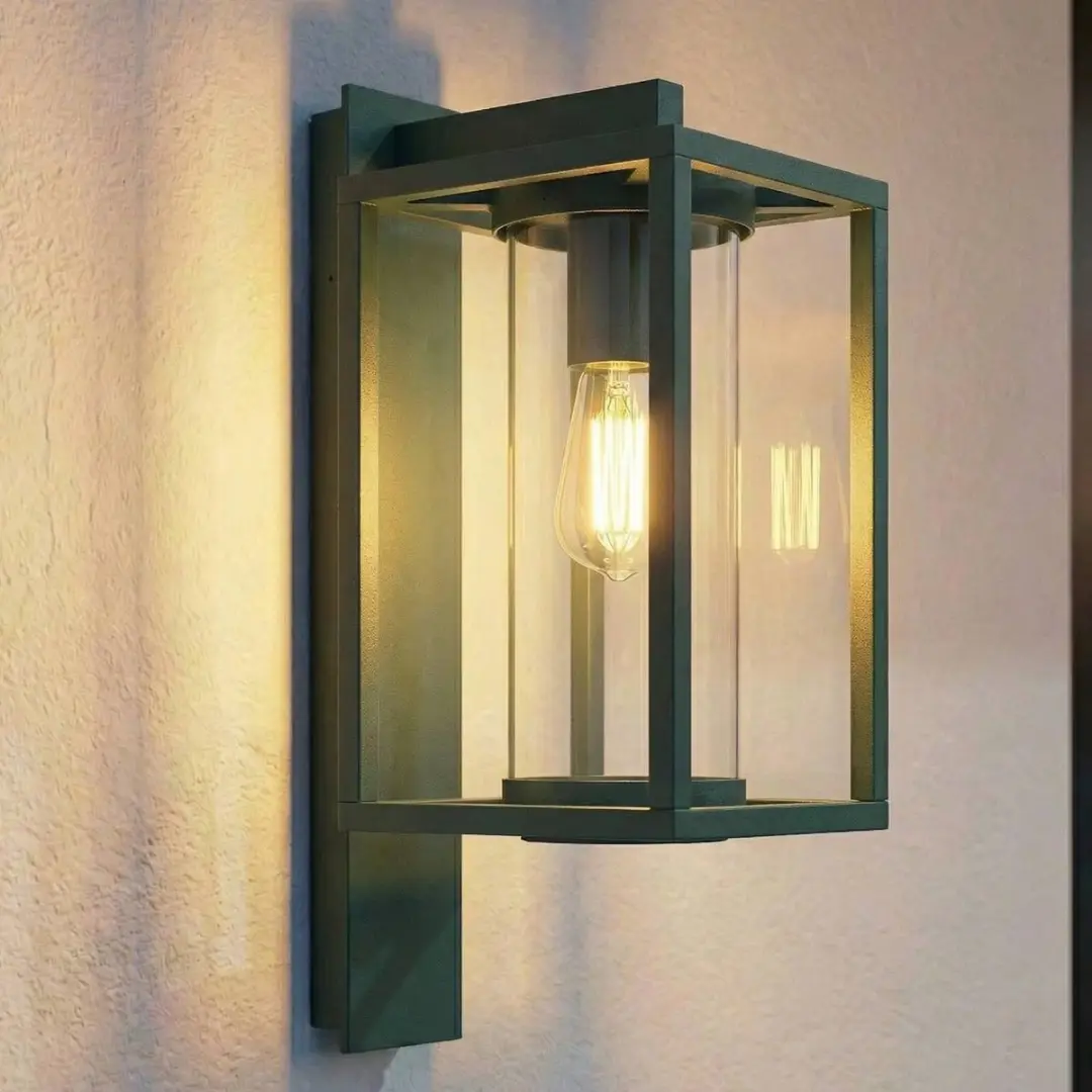 Lucande Wandlamp Buiten Aluminium Glas 1xE27 - 38cm - Donkergroen