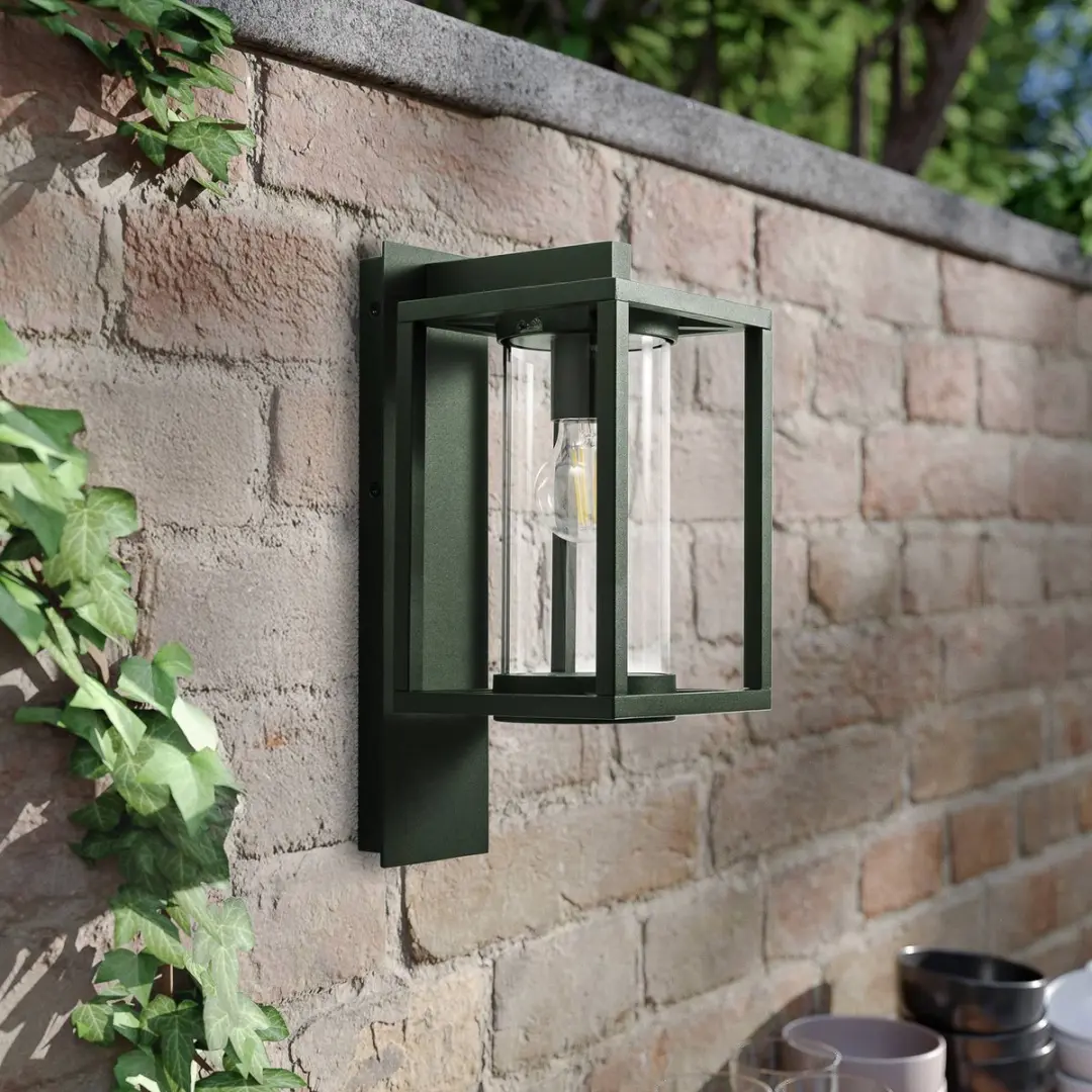 Lucande Wandlamp Buiten Aluminium Glas 1xE27 - 38cm - Donkergroen