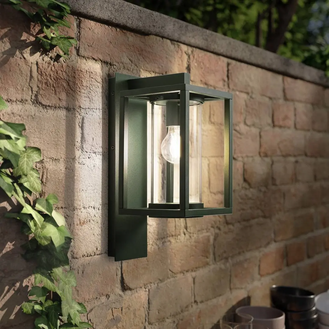 Lucande Wandlamp Buiten Aluminium Glas 1xE27 - 38cm - Donkergroen