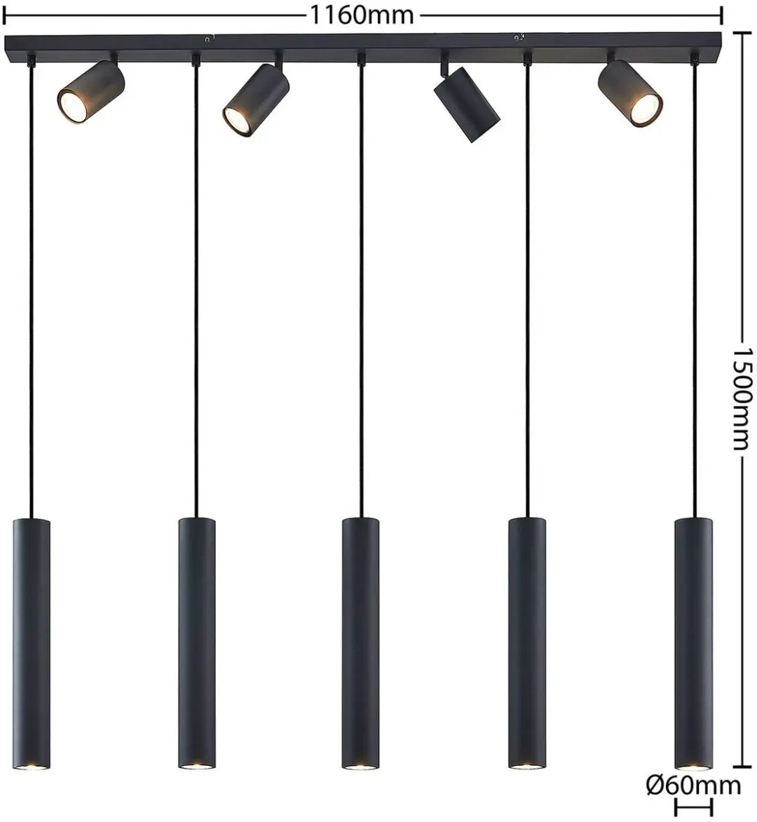 Lindby Hanglamp 9x GU10 10W - Zandzwart