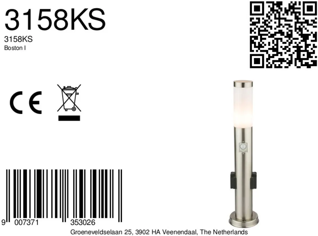 Globo Boston I Vloerlamp - Staal Ø13cm - E27