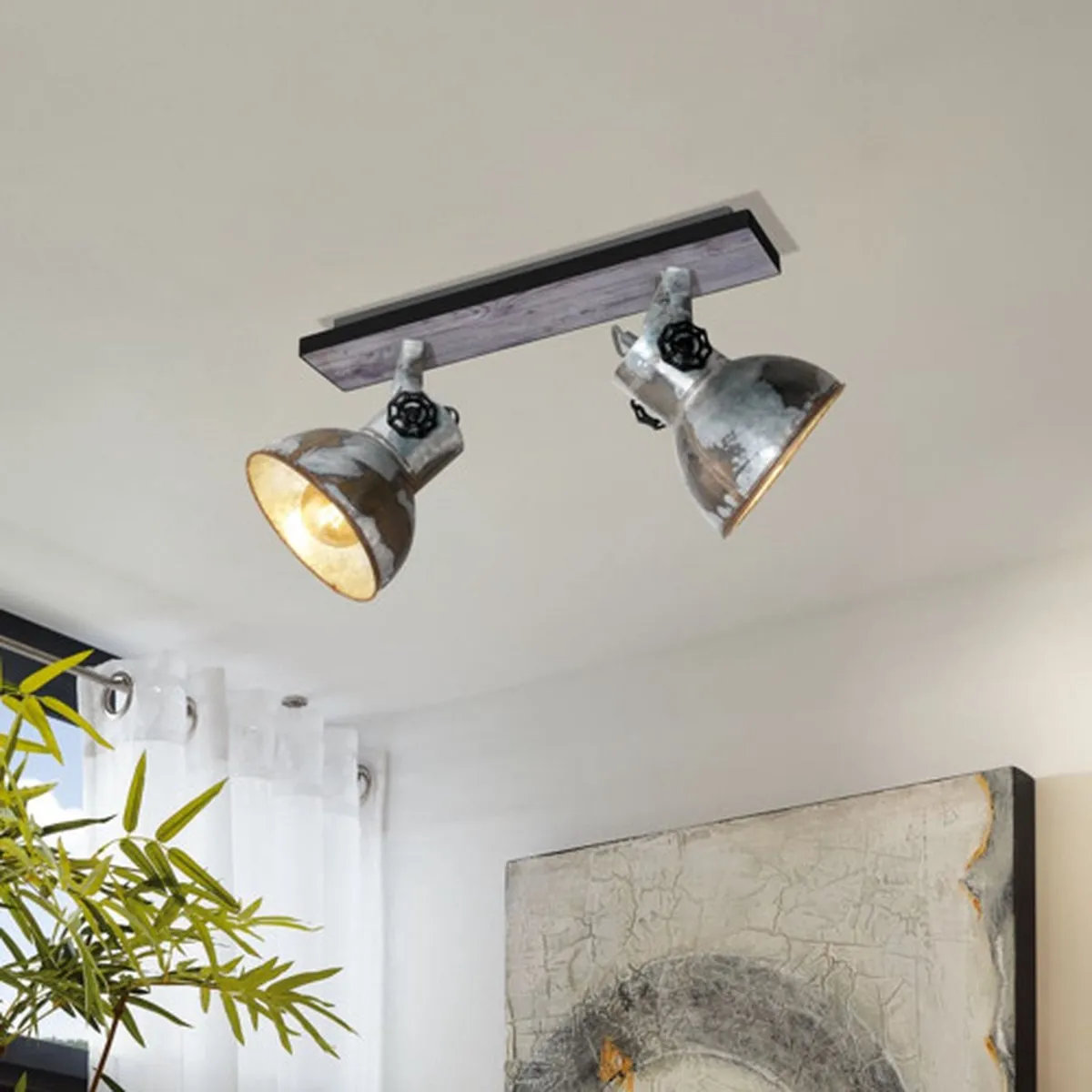 Eglo Barnstaple Wandlamp 2-lichts - Bruin/zwart/zinklook