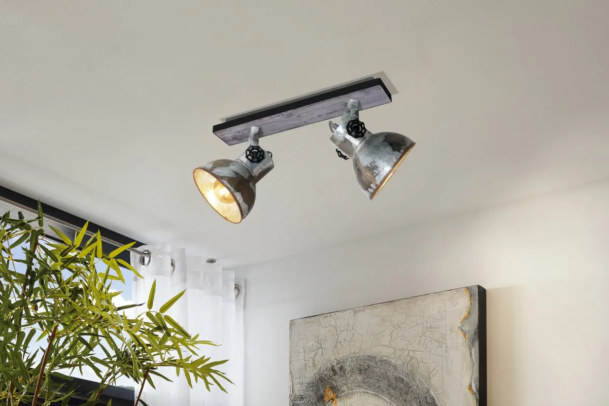 Eglo Barnstaple Wandlamp 2-lichts - Bruin/zwart/zinklook