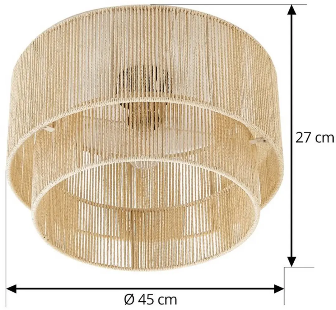 Lindby Plafondlamp 1 Licht - Ø45cm - Beige/Zwart