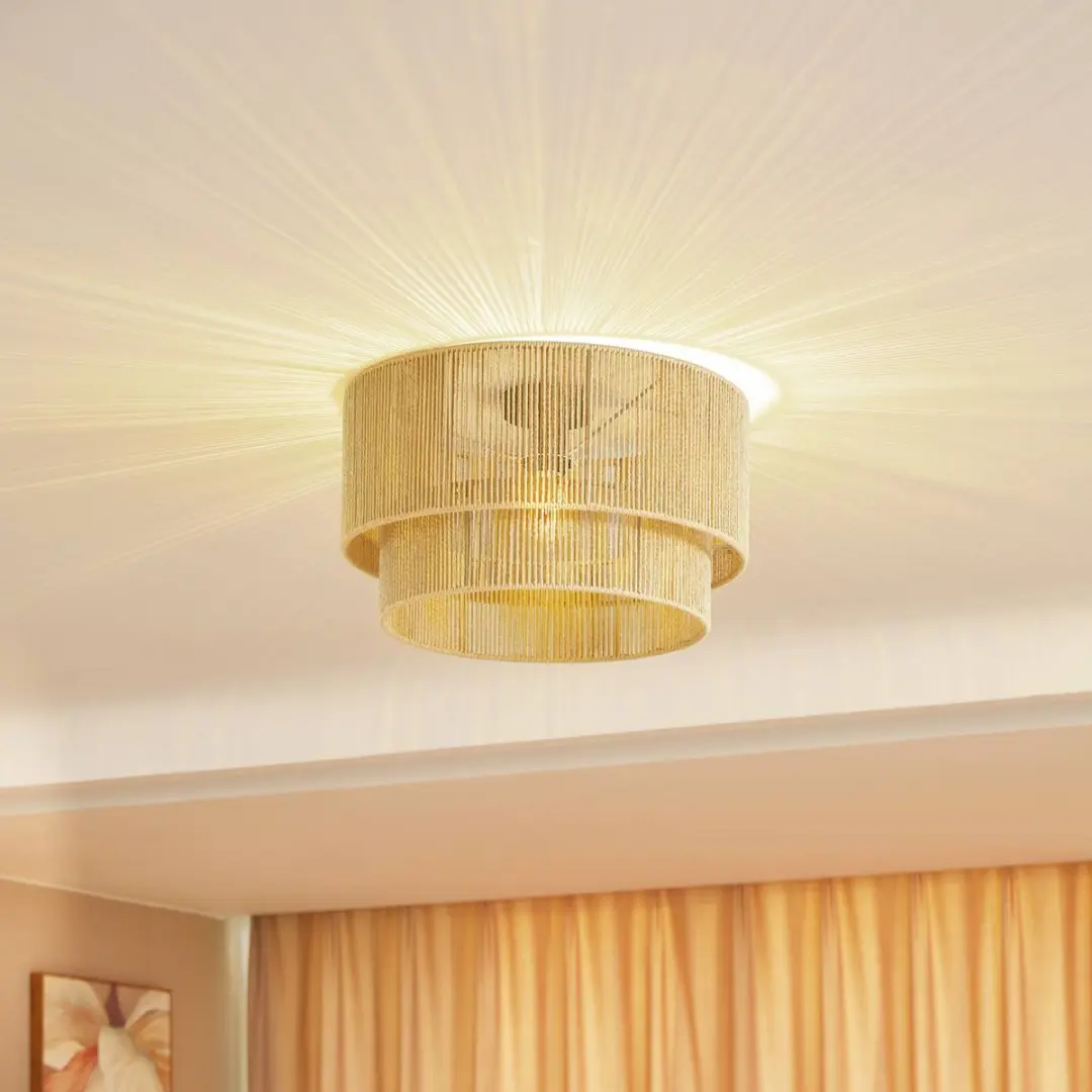 Lindby Plafondlamp 1 Licht - Ø45cm - Beige/Zwart