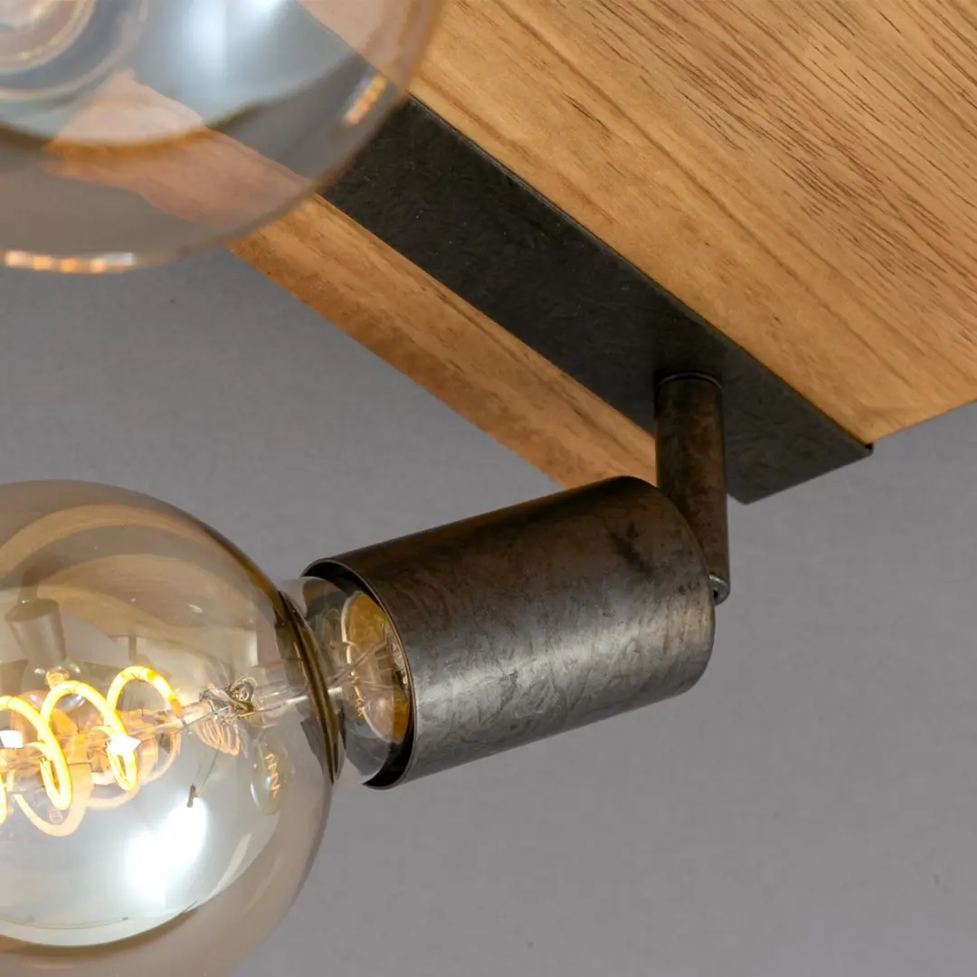 Briloner WOOD BASIC Plafondlamp - 4xE27 - Hout/Zwart