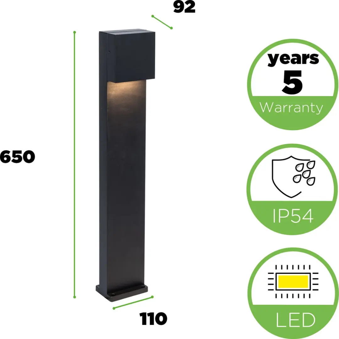 Lutec Gemini XF LED Tuinpaal 750Lm - Mat Zwart