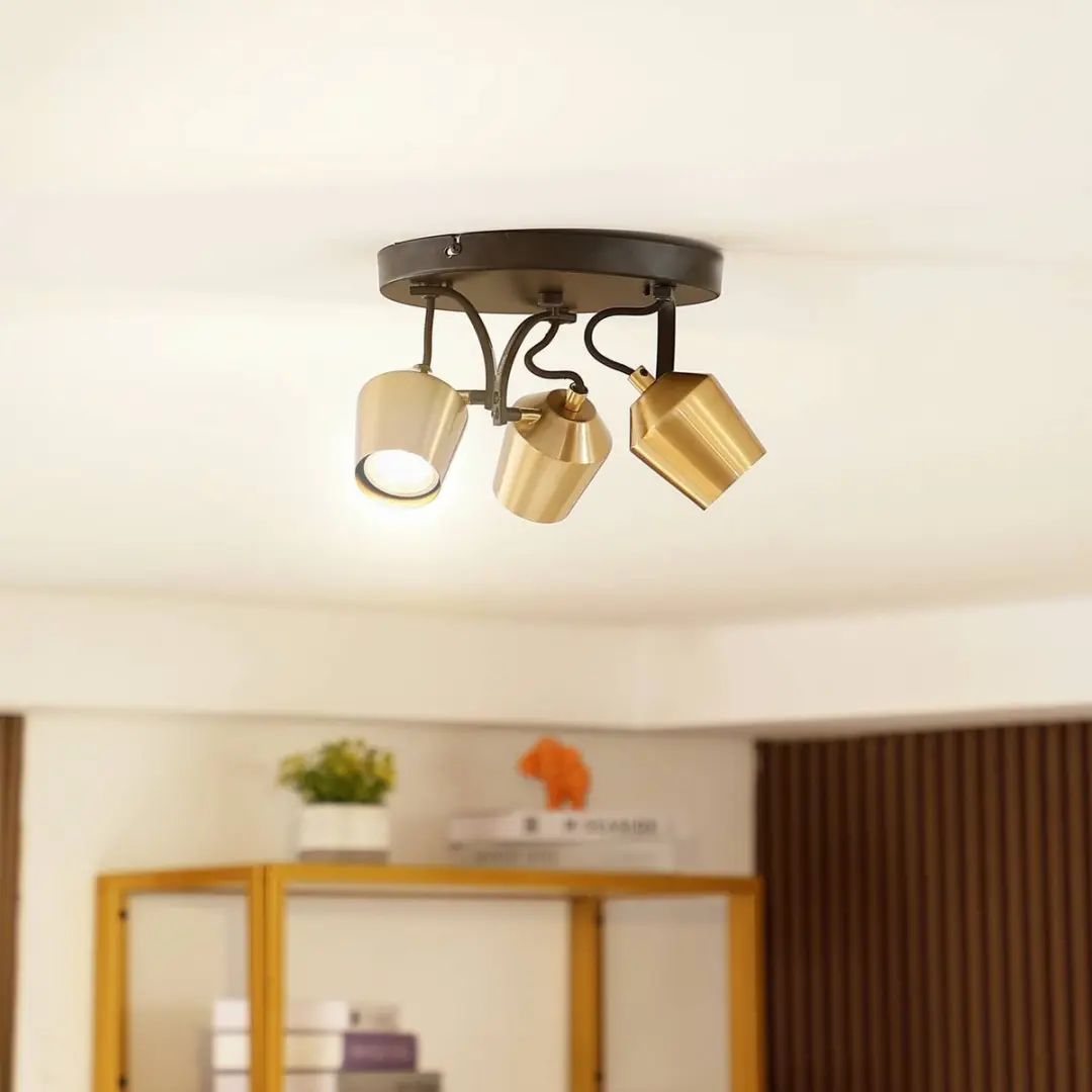 Lindby Buitenspot 3-lichts GU10 - 10W - Ø7,5cm - Zwart/Goud
