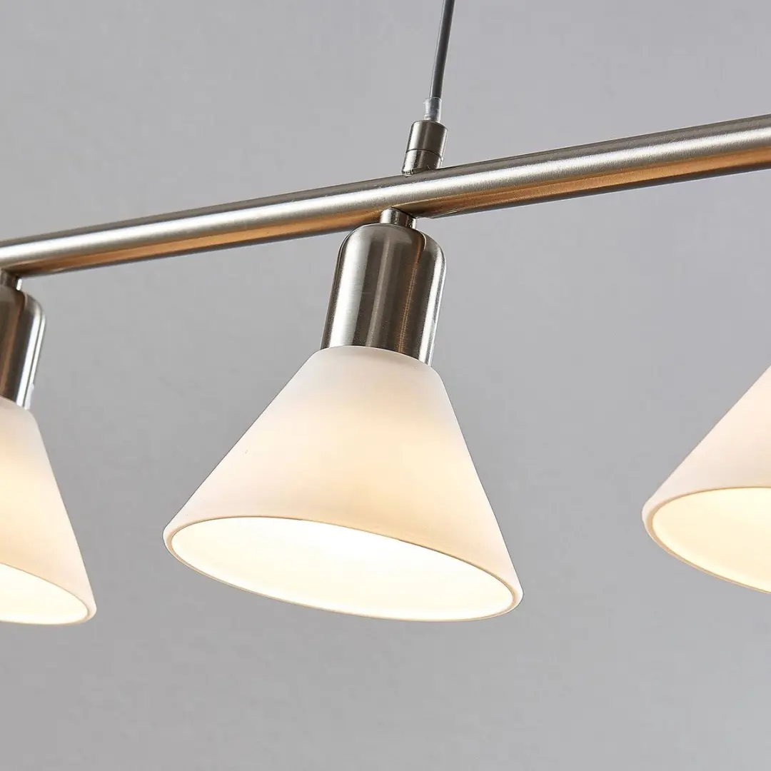 Lindby Delira+ Hanglamp 4-lichts - 12,5cm Glas - Wit/Nikkel
