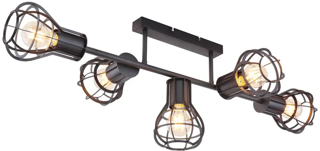 Globo Plafondlamp Kooilook 5 Vlammen - 5x E27 - 90x37x30cm Zwart