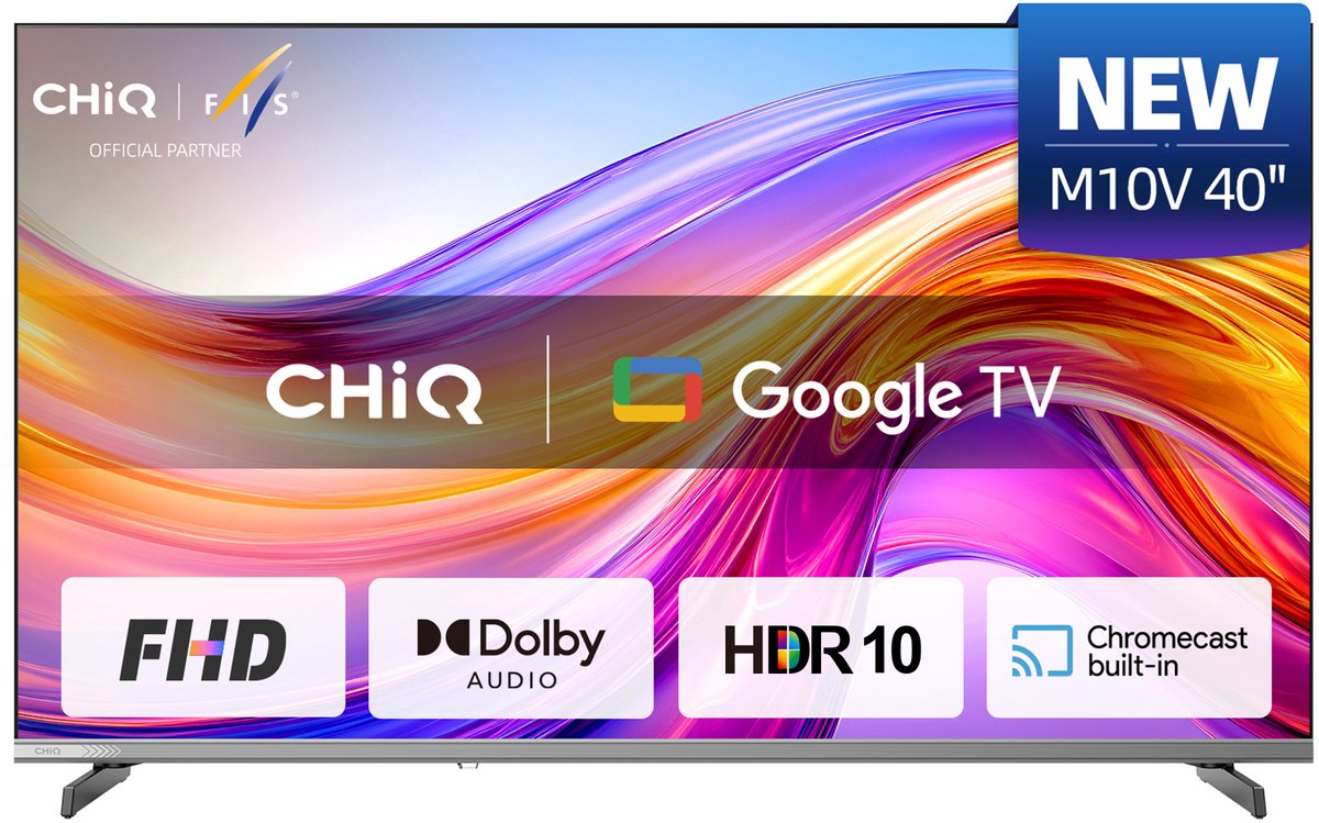 CHiQ L40M10V - Smart TV 40 Inch - LED Google TV - FHD 1080P - Randloos Metal Design - Dolby Audio - 2025 Nieuw