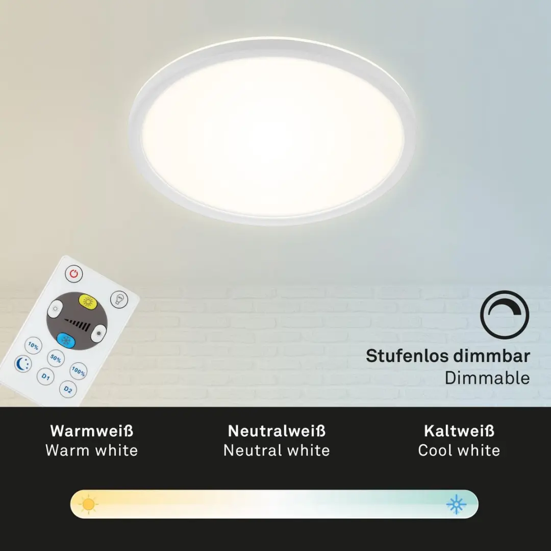 Briloner Slim LED Plafondlamp 2400lm Wit - 2700K