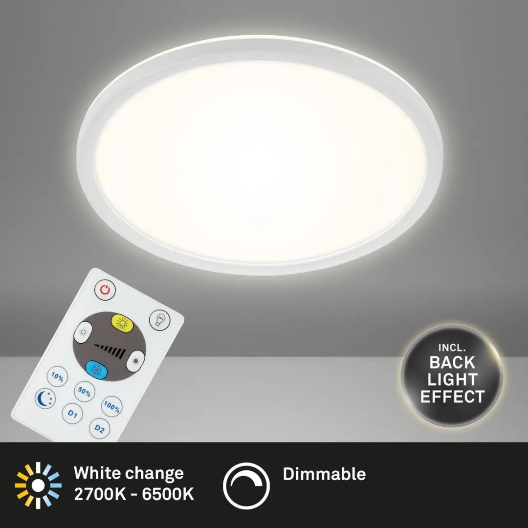 Briloner Slim LED Plafondlamp 2400lm Wit - 2700K