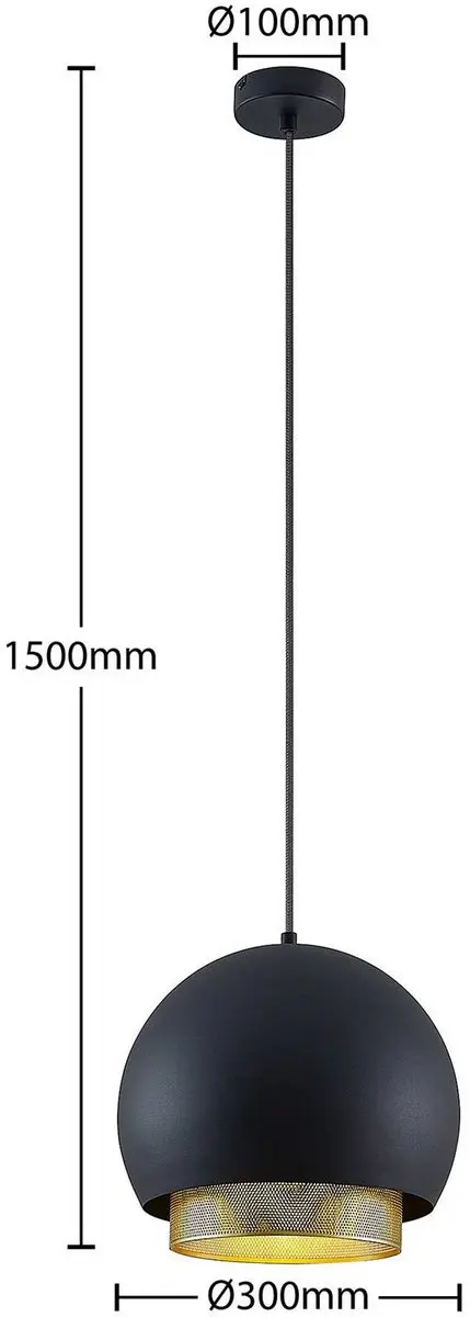 Lucande Hanglamp 1 Licht E27 - Zwart/Goud