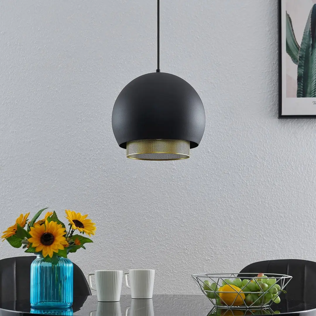 Lucande Hanglamp 1 Licht E27 - Zwart/Goud
