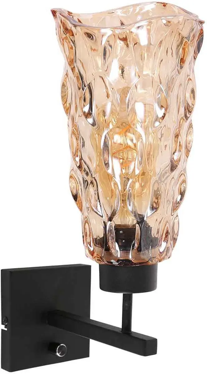 Steinhauer Vidrio 3839ZW Wandlamp - Oranje/Zwart