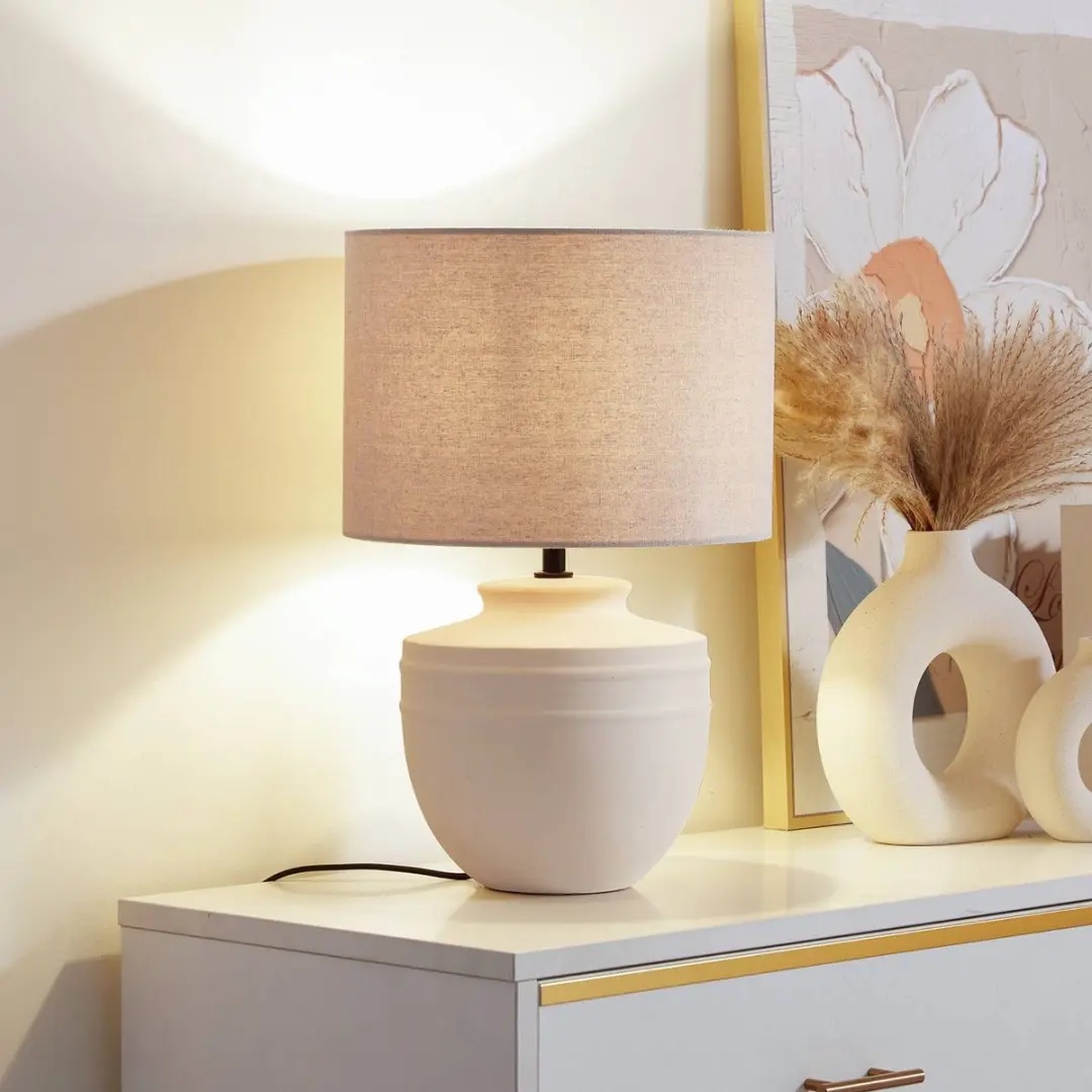 Lindby Tafellamp Keramiek 1 Licht E27 - 45,5 cm - Beige