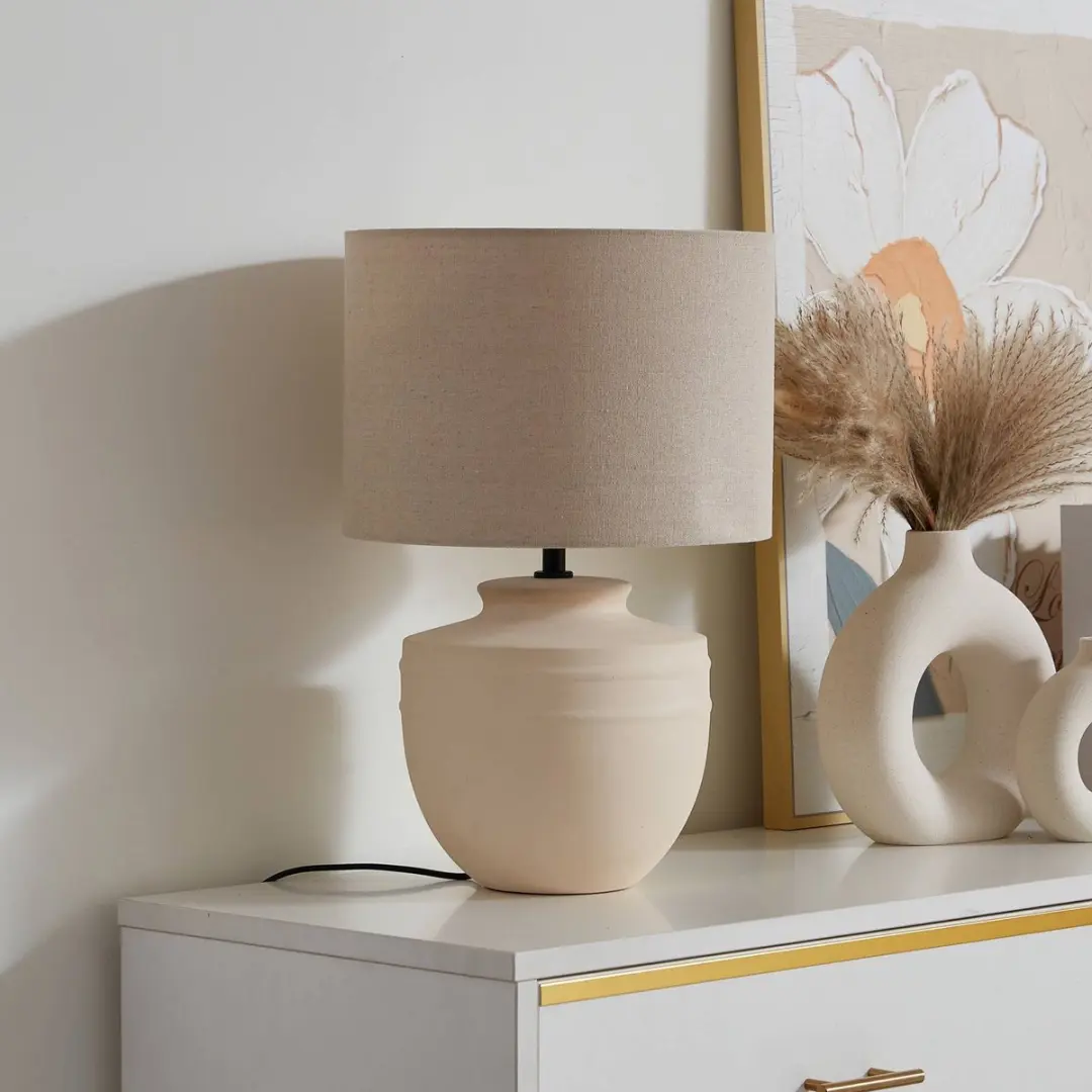 Lindby Tafellamp Keramiek 1 Licht E27 - 45,5 cm - Beige