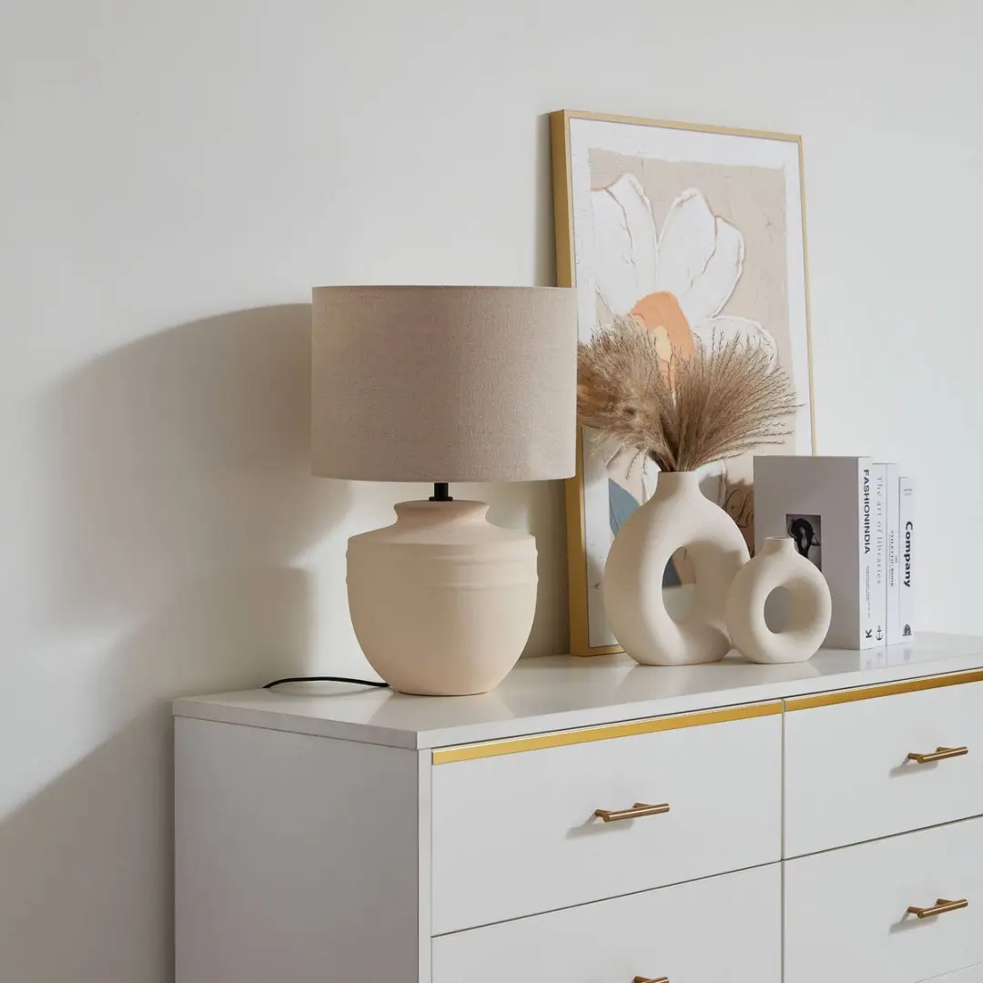 Lindby Tafellamp Keramiek 1 Licht E27 - 45,5 cm - Beige