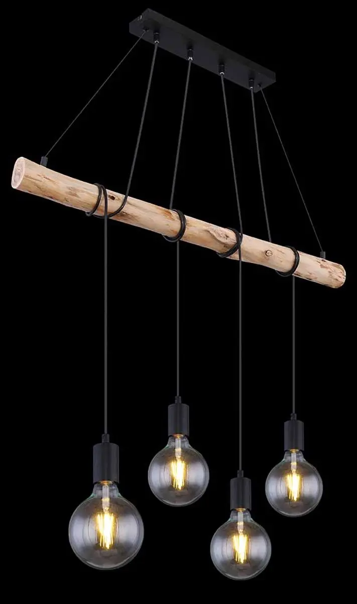 Globo Auston Hanglamp 4x E27 - Zwart - afbeelding 6 van 6